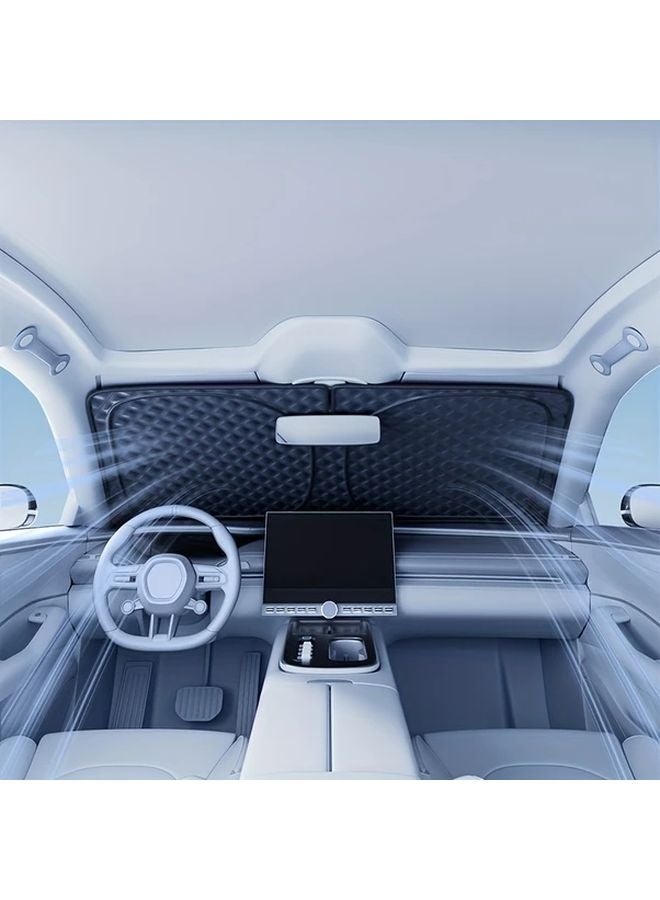 Large Black Car Windshield Sunshade Foldable UV Protection Heat Reduction Reflective - Image 5
